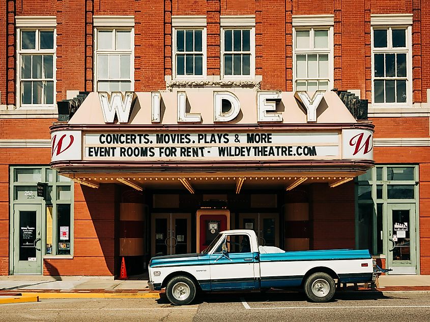 The WIldey Theater, a historical landmark, in Edwardsville, Illinois.