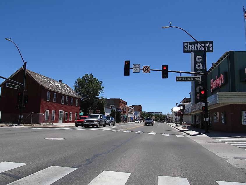 Buildings along State Route 756 in Gardnerville, Nevada.