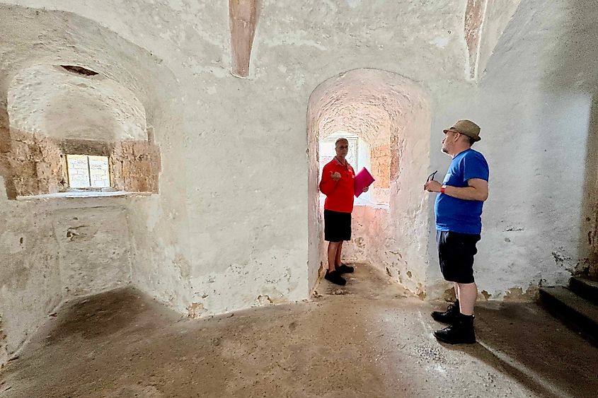 Deal Castle volunteer guide and guest Image credit Bryan Dearsley