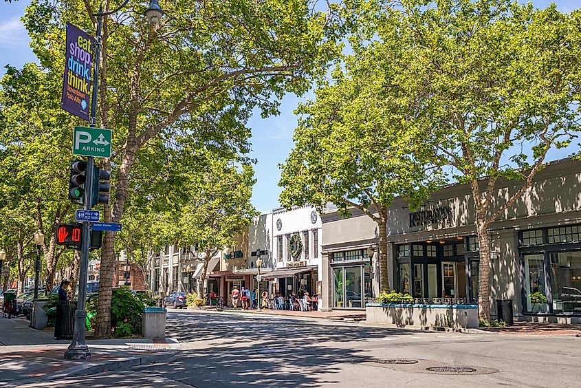 University Street in downtown Palo Alto, California, via Lynn Yeh / Shutterstock.com