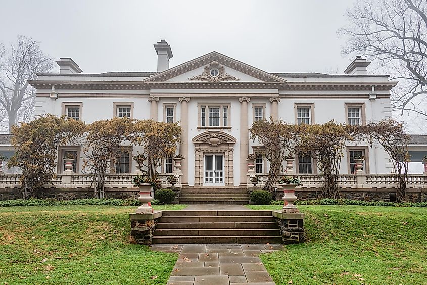 A view of the historic Bel Air Mansion located in Maryland, USA.