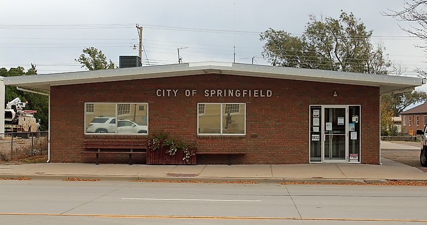 The town hall in Springfield, Colorado.