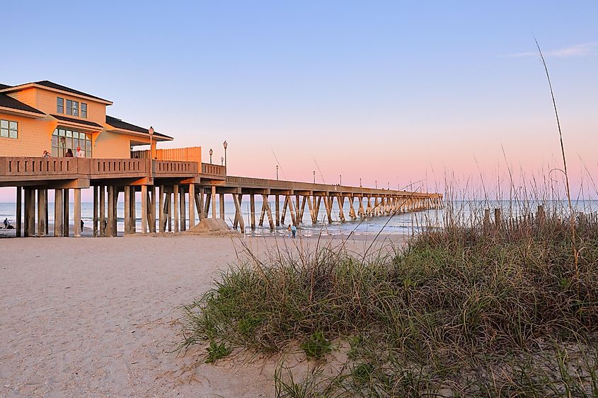 Beautiful sunset over Jennette's Pier , Nags Head North Carolina. 