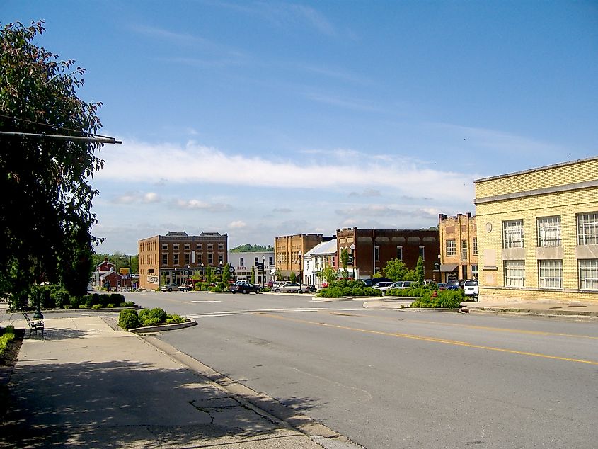 View of the public square in Greensburg, Kentucky.