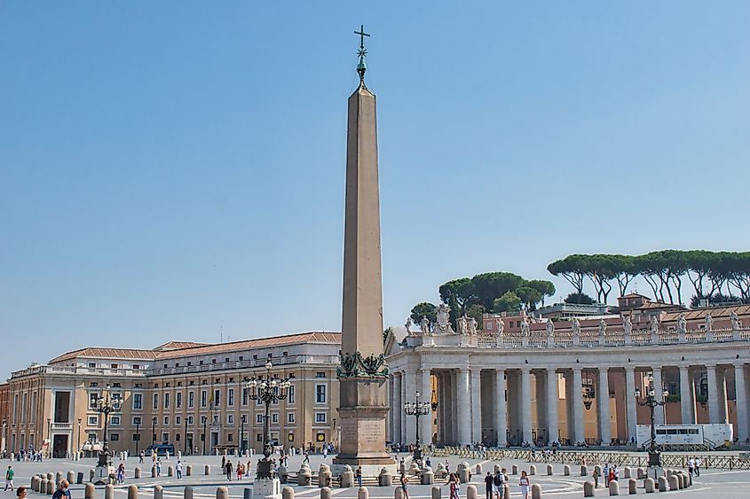 View of the Vatican Obelisk near Saint Peter's Basilica.