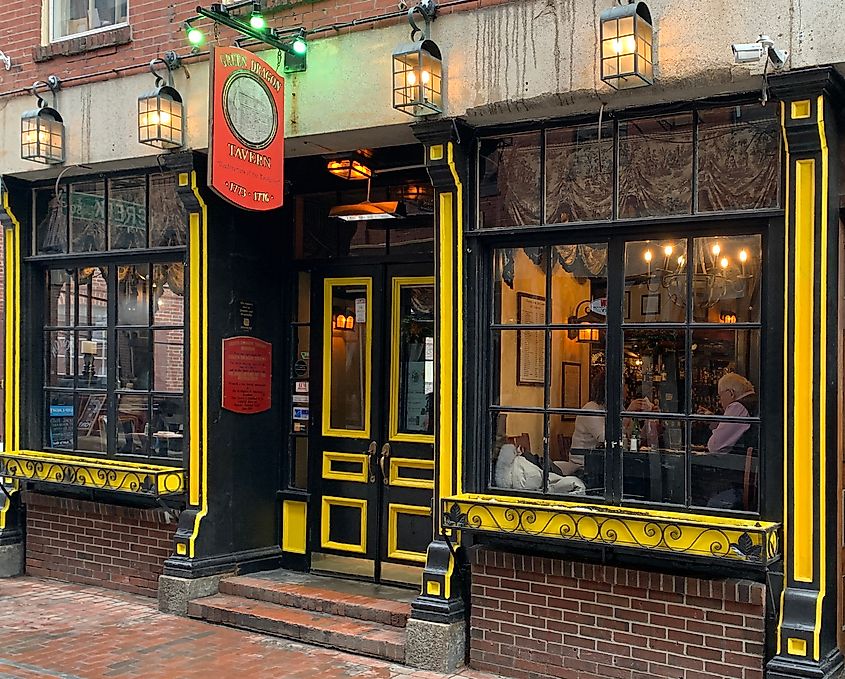 Green Dragon tavern entrance and window