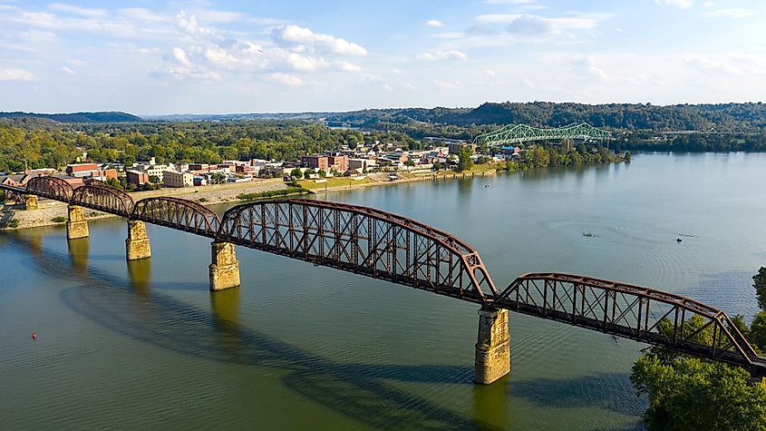 Looking across the Ohio River into downtown Point Pleasant, West Virginia.