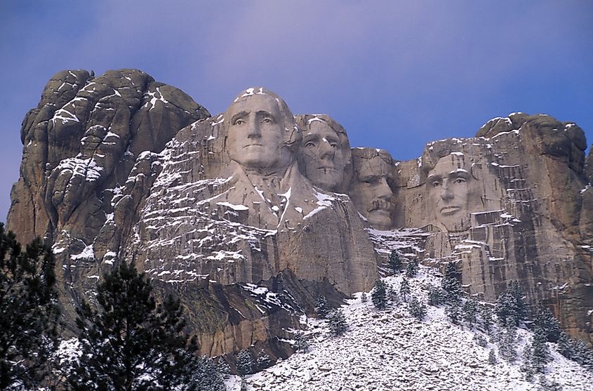 Mount Rushmore on a snowy day. TravelSD via Flickr.