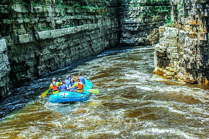 Ausable Chasm, a gorge and popular tourist attraction in Keeseville, New York, United States. 