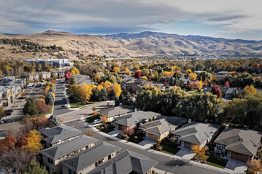 Multifamily residential apartment buildings with fall colors in Boise, Idaho.