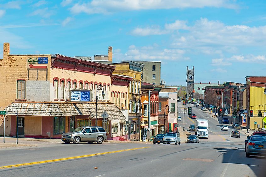 Main street in Malone, Franklin County, New York