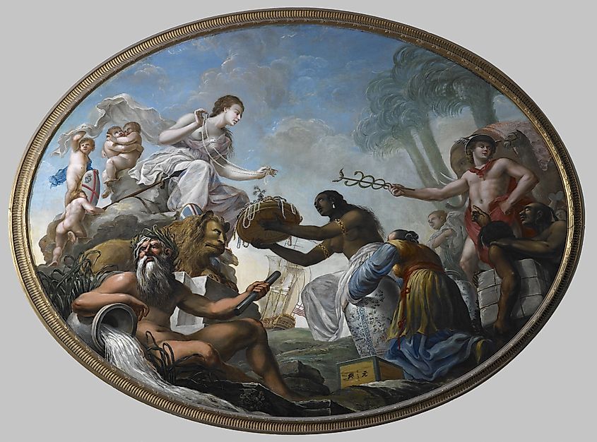"The East Offering its Riches to Britannia", painted by Spiridione Roma for the boardroom of the British East India Company