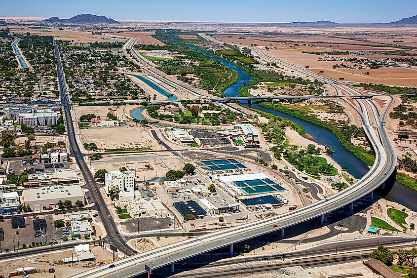 Above Yuma, Arizona looking along the Colorado River