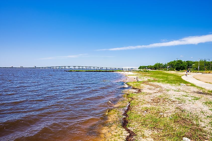 A beach in Ocean Springs, Mississippi.
