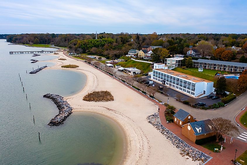 Aerial view of Yorktown, Virginia.