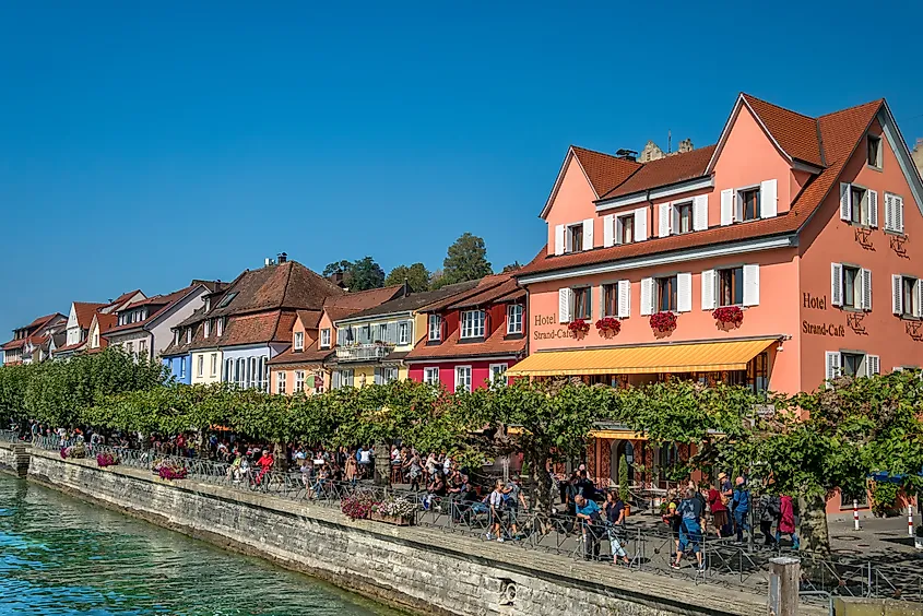 Lake promenade in Meersburg on Lake Constance, Baden-Württemberg, Germany.