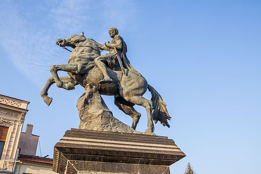The statue of Philip II of Macedon in Bitola, North Macedonia