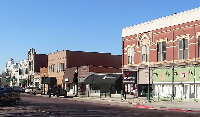 Downtown Aurora, Nebraska: west side of 12th Street. 