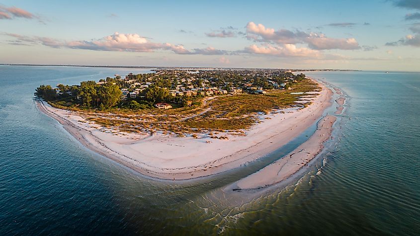 Drone view of Bean Point Beach in Anna Maria Island