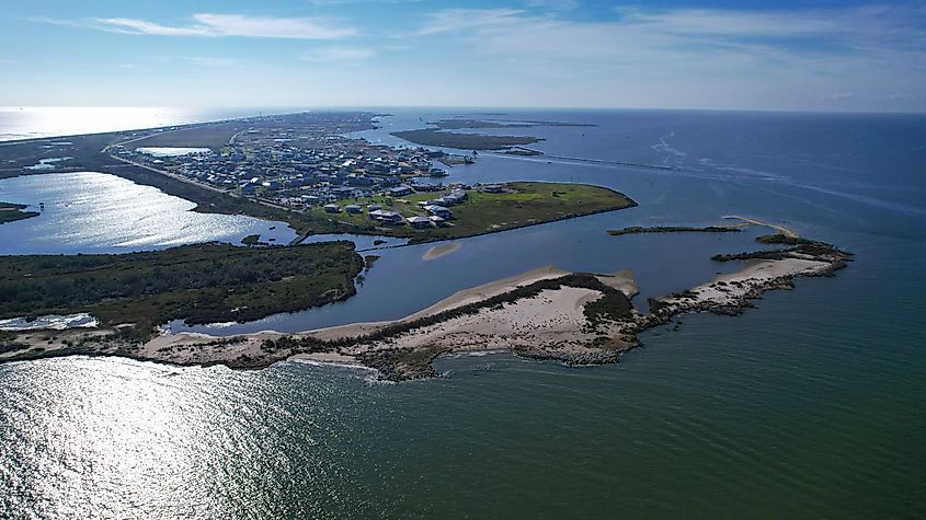 Aerial view of Grand Isle, Louisiana.