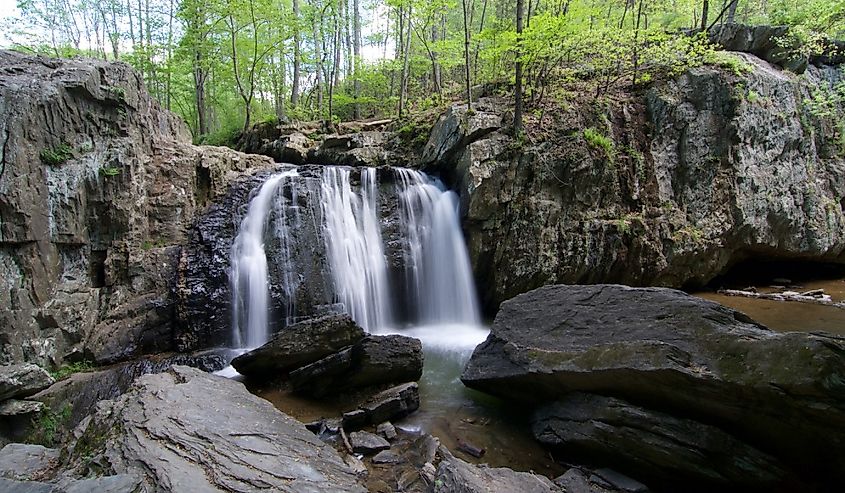 Close up of the Kilgore Falls in Maryland