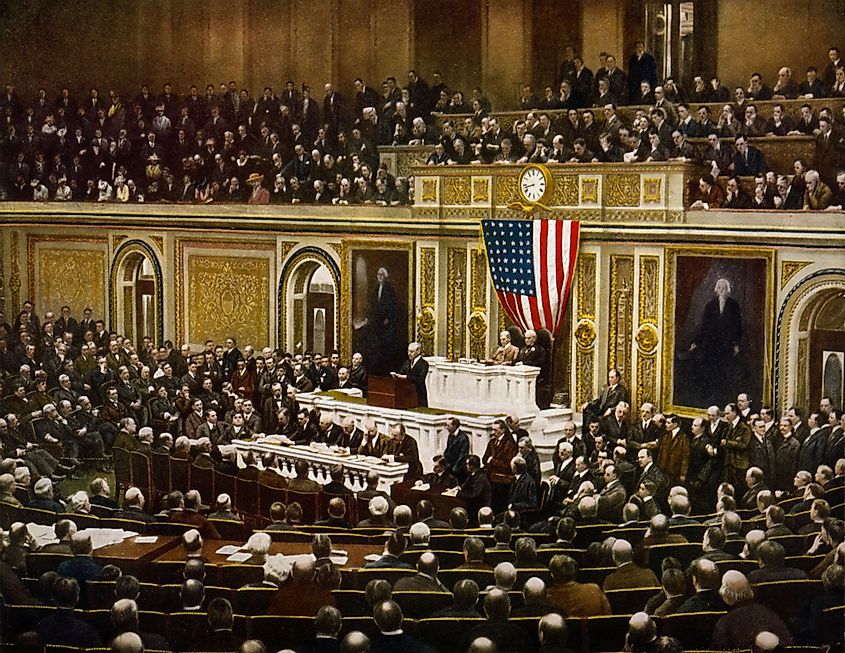 President Wilson asking Congress to declare war on Germany, 2 April 1917