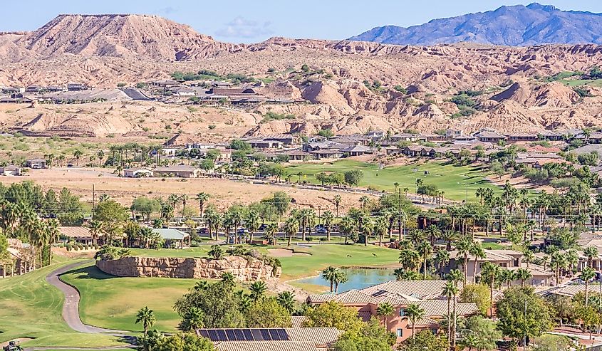 Picturesque Mesquite, Nevada, nestled in a valley.