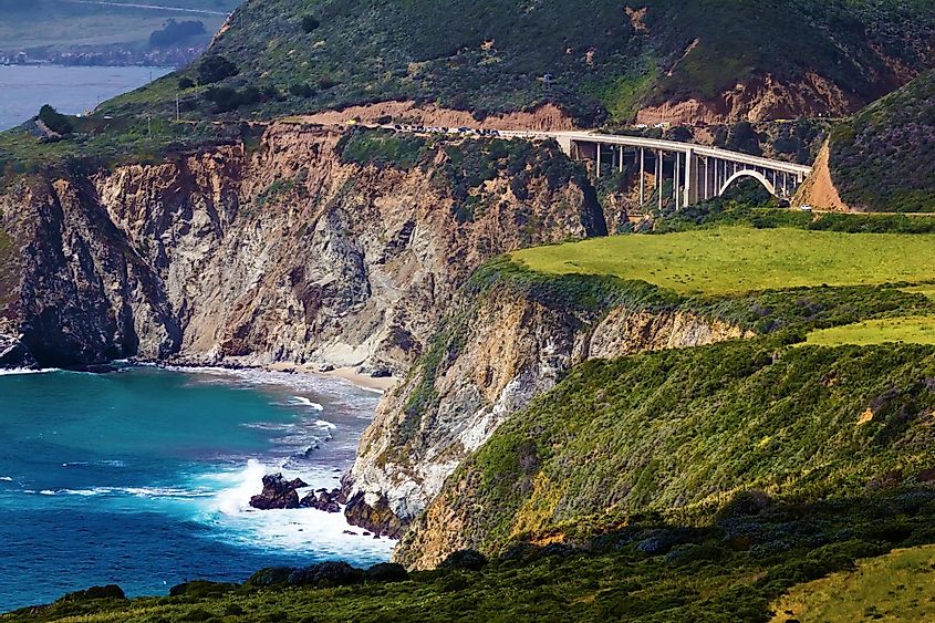 Beautiful Bixby Bridge Landscape On A Highway 1 In Big Sur, California