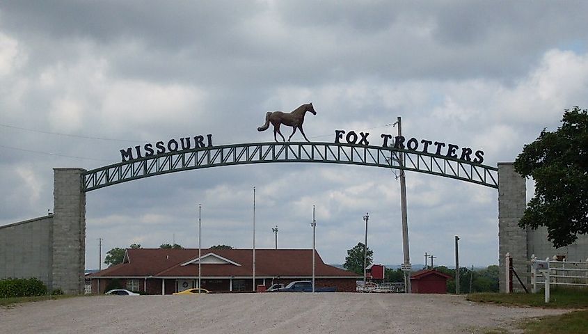 Entrance to the Missouri Fox Trotter showground north of Ava, Missouri.