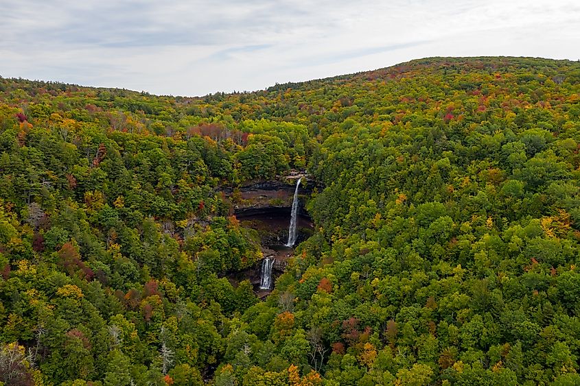 Kaaterskill Falls and Fall Foliage in The Catskill Mountains in upstate New York