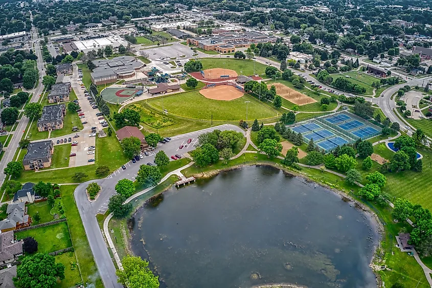 Aerial view of the Des Moines suburb of Ankeny, Iowa. 