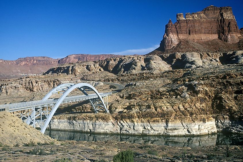 The Hite Crossing Bridge carries Utah State Route 95 across the Colorado River. 