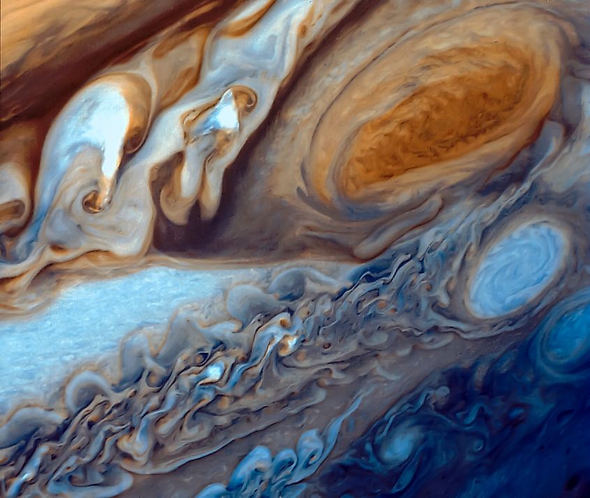 Swirling clouds around Jupiter's Great Red Spot by Voyager. Elements of this image furnished by NASA.