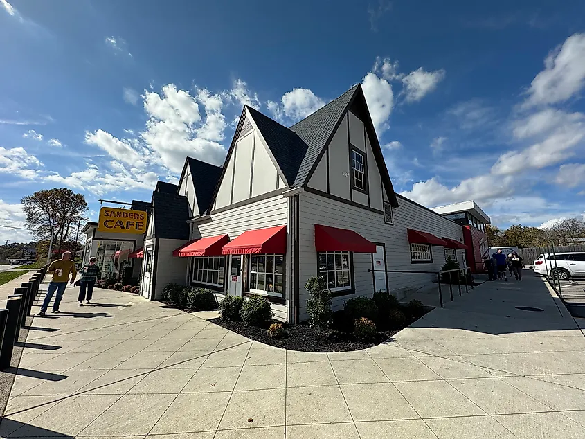 The Harland Sanders Café and Museum is about 13 miles from London, Kentucky.