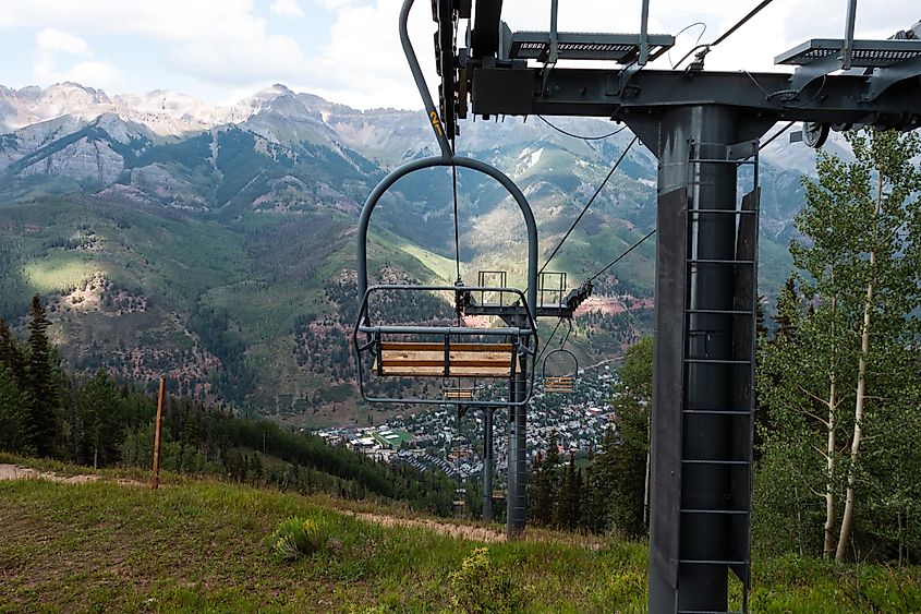 View of Telluride, Colorado, from chairlift
