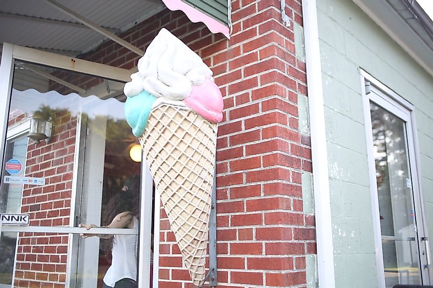 Ice Cream Sculpture Outside of Chitterchats Homemade Ice Cream Shop