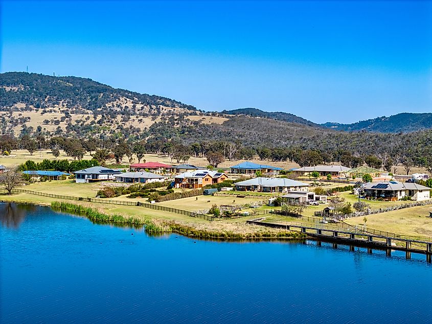 Aerial view of Tenterfield, New South Wales, Australia.