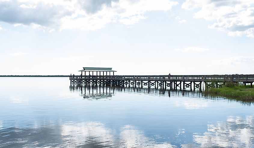 Lake Trafford, Immokalee, Florida Gazebo on the water in a beautiful lake.