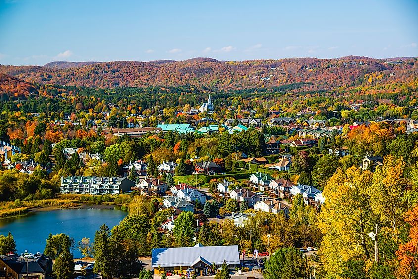 Aerial view of Saint-Sauveur, Quebec, Canada