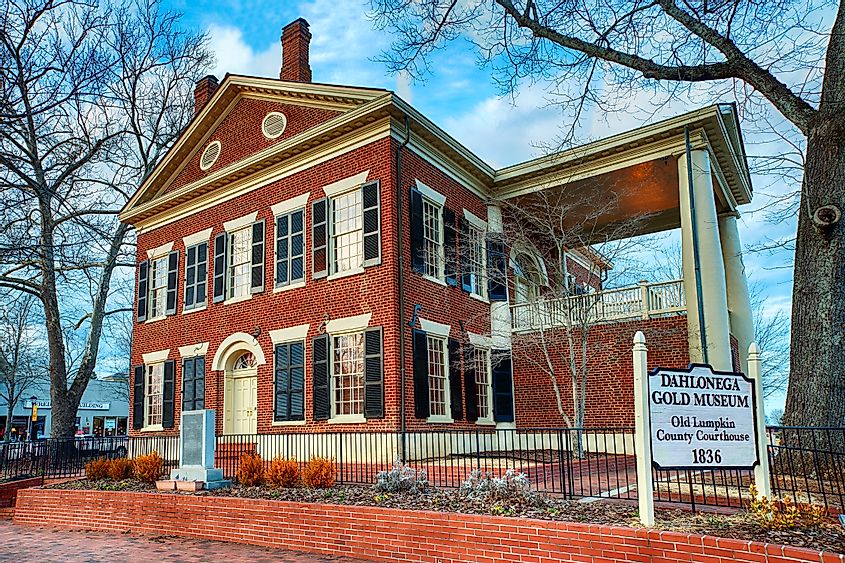 Dahlonega Gold Museum and historic Lumpkin County Courthouse in Dahlonega