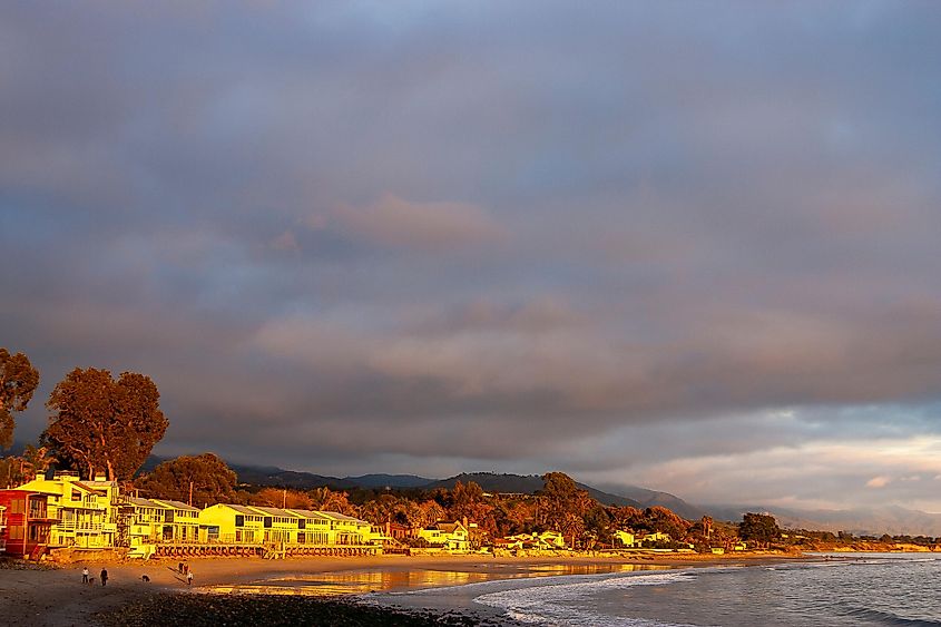 Sunset on the ocean at Montecito, California.