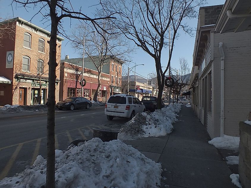 Main Street in Beacon, New York in January 