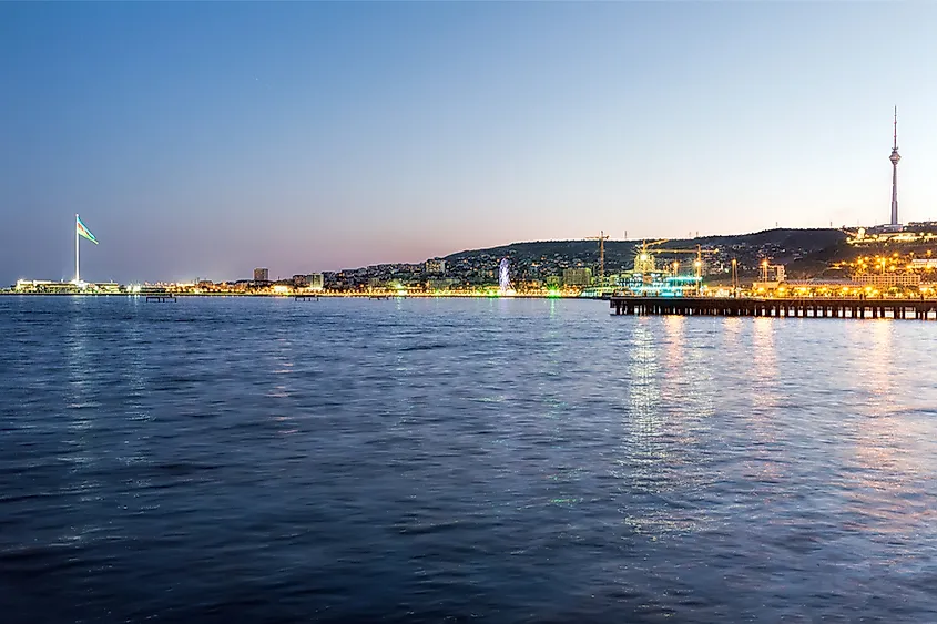 The shores of the Caspian Sea in Azerbaijan.