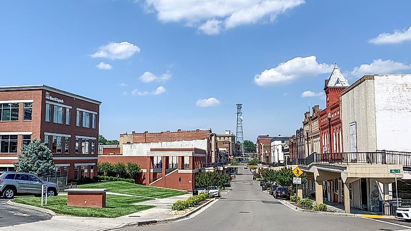 The downtown area of Morristown, Tennessee. 