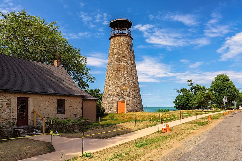 Barcelona Lighthouse in Barcelona Harbor on Lake Erie in the Town of Westfield, New York.