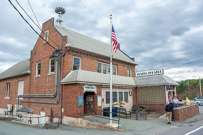 Tusten Theatre and Tusten Town Hall in Narrowsburg, New York. 