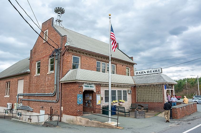 Building of Tusten Theatre and Tusten Town Hall at 210 Bridge Street in Narrowsburg, New York.