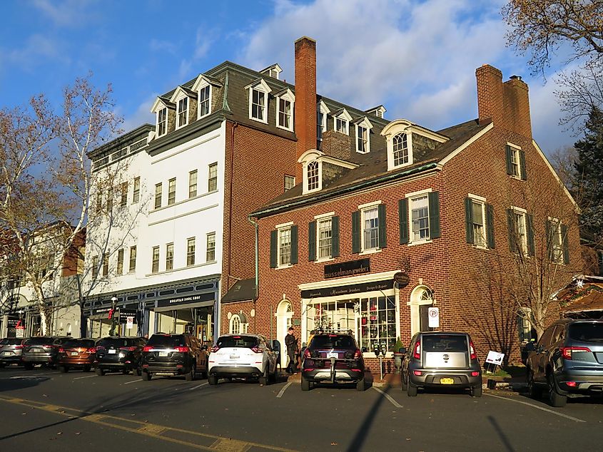 Late afternoon light bathes the local shops in a warm glow along Main Street in picturesque Bethlehem, Pennsylvania, via Bruce Alan Bennett / Shutterstock.com