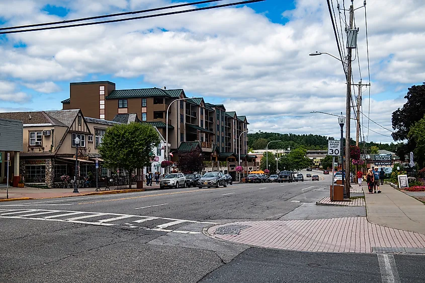 The beautiful downtown area of Lake George, New York.