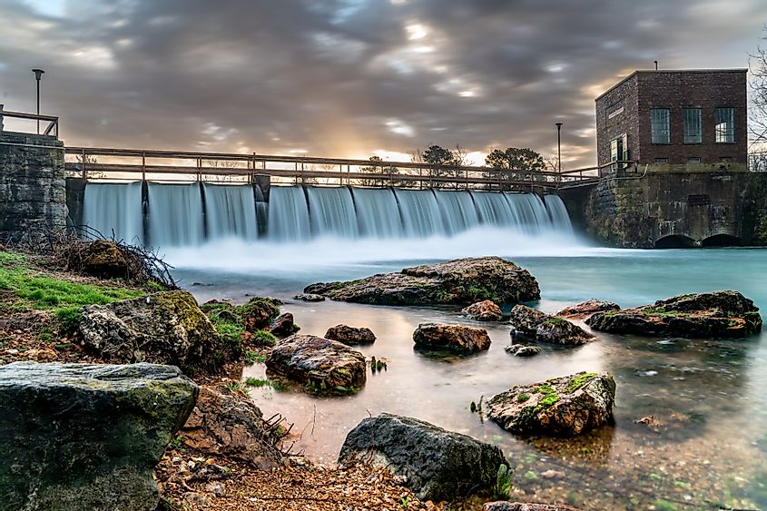 A dam on a large spring in Arkansas.
